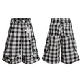 Yiaknis Black and White Plaid Wide-Leg Cropped Trousers, Star Print
