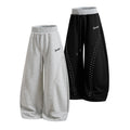 Yiaknis Wide-Leg Sweatpants, Studded Side Lines, Light Grey and Black