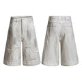 Yiaknis Wide-Leg Cropped Denim Trousers, Front Patch Pockets, White