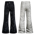 Yiaknis Flared Trousers with Washed Finish, Black and Light Grey