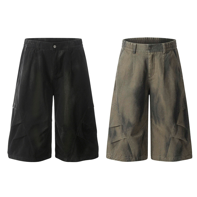 Yiaknis Wide-Leg Black and Washed Dark Grey Capri Pants