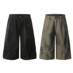 Yiaknis Wide-Leg Black and Washed Dark Grey Capri Pants