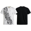 Yiaknis T-Shirt with Large Diagonal Calligraphy Print, White and Black