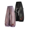 Yiaknis Wide-Leg Sweatpants, Letter Print, Light Purple and Black