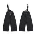 Yiaknis Black Denim Overalls with Toggle Fastening - Black Denim