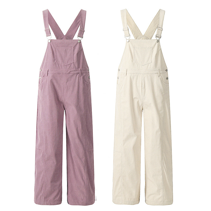 Yiaknis Wide-Leg Overalls with Crossed Back Straps - Dusty Pink, Cream