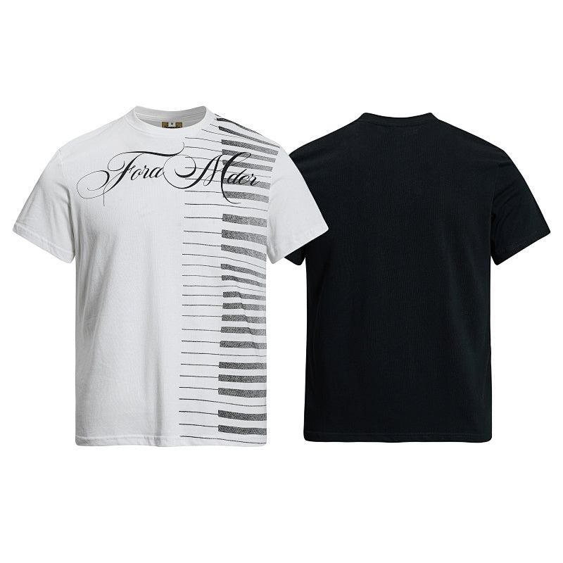 Yiaknis T-Shirt, Script Chest Print, White and Black