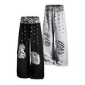 Yiaknis Wide-Leg Sweatpants, Star Print, Black and Light Grey