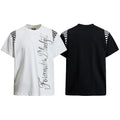 Yiaknis T-Shirt, Rhinestone Script Print, White and Black