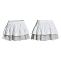 Yiaknis Polka Dot Mini Skirt, Grey Striped Underskirt, White and Grey