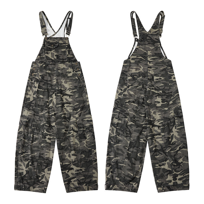Yiaknis Camouflage Wide-Leg Overalls with Cargo Pockets