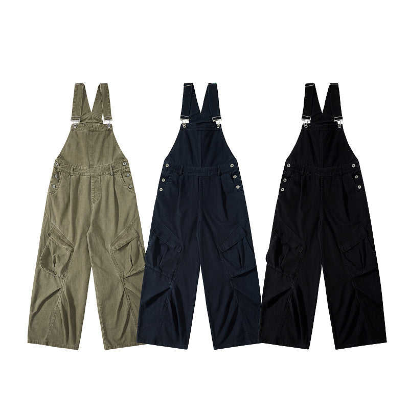 Yiaknis Cargo Overalls, Shoulder Straps, Khaki, Navy and Black