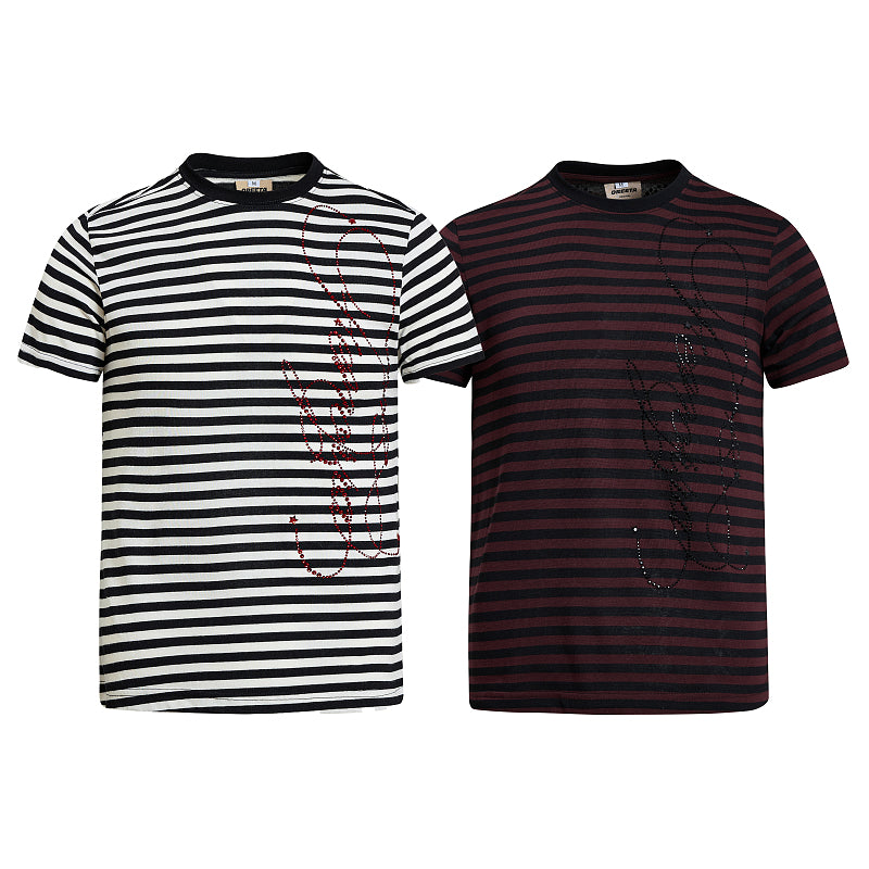 Yiaknis T-Shirt, Script Print, Black and White, Burgundy and Black – photo 3