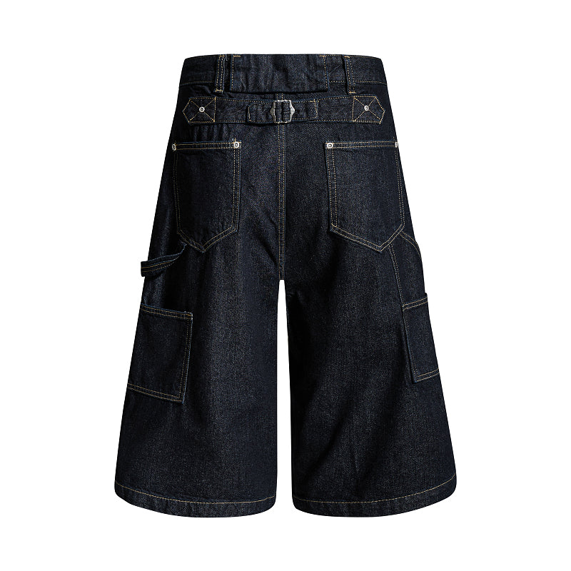 Yiaknis Wide-Leg Cropped Denim Trousers, Button Fly, Black – photo 3