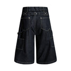 Yiaknis Wide-Leg Cropped Denim Trousers, Button Fly, Black – photo 3