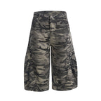 Yiaknis Curved-Leg Cropped Camo Trousers, Side Pockets, Grey Camo – photo 3