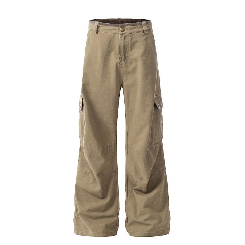 Yiaknis Wide-Leg Cargo Trousers with Flap Pockets, Khaki and Dark Grey – photo 3