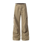 Yiaknis Wide-Leg Cargo Trousers with Flap Pockets, Khaki and Dark Grey – photo 3