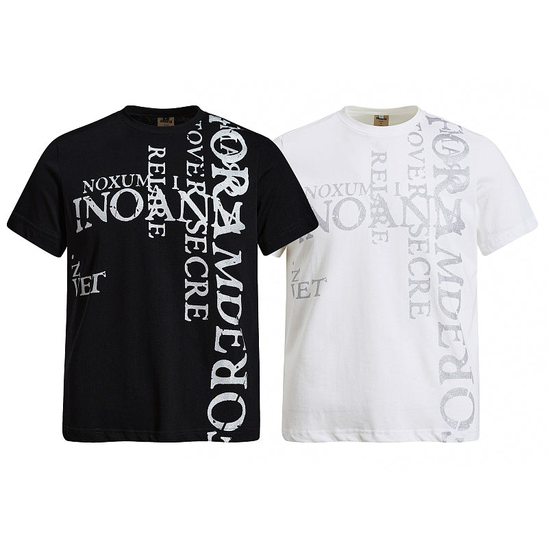 Yiaknis T-Shirt with Vertical Letter Print, Black and White – photo 3