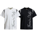 Yiaknis T-Shirt, Rhinestone Script Print, White and Black – photo 3