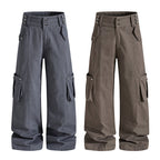 Yiaknis Grey and Brown Wide-Leg Cargo Trousers – photo 3