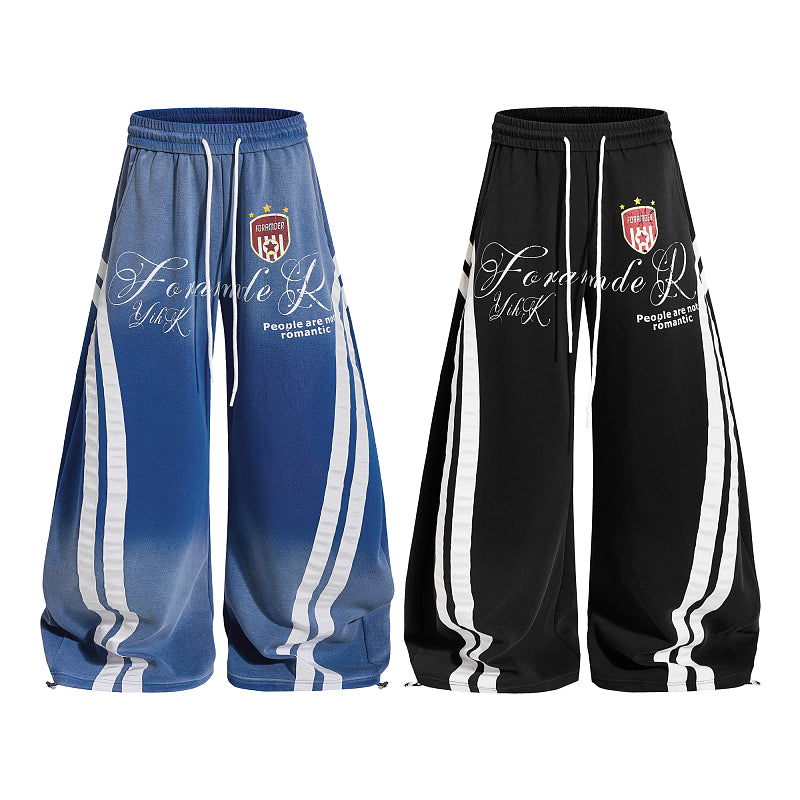 Yiaknis Wide-Leg Trousers, Side Stripes, Blue and Black – photo 3