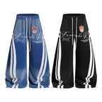 Yiaknis Wide-Leg Trousers, Side Stripes, Blue and Black – photo 3