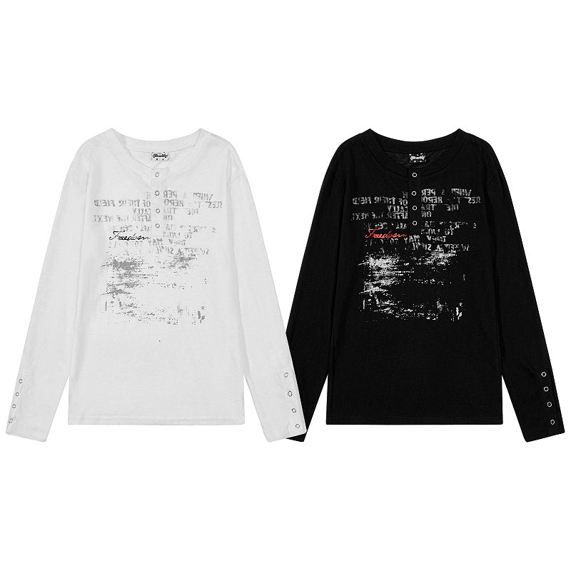 Yiaknis Long-Sleeve Top, Button Placket, White and Black – photo 3