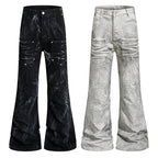 Yiaknis Flared Trousers with Washed Finish, Black and Light Grey – photo 3