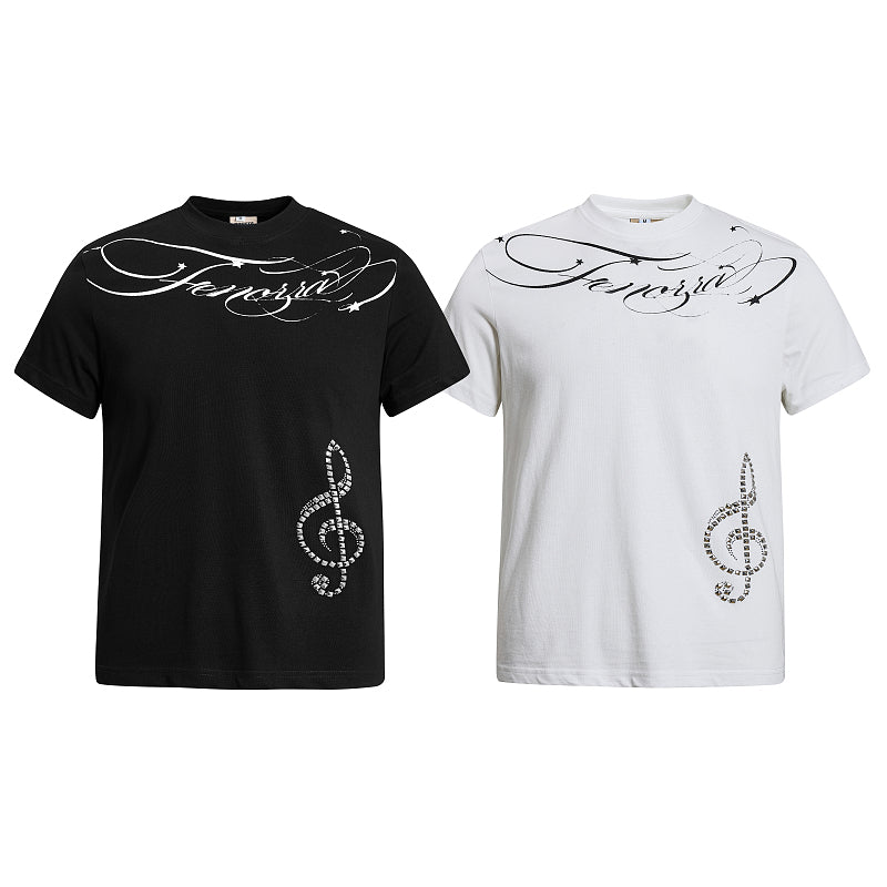 Yiaknis T-Shirt, Script Chest Print, Black and White – photo 3