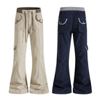 Yiaknis Flared Trousers, Drawstring Waist, Beige and Navy – photo 3
