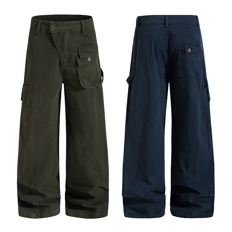 Yiaknis Wide-Leg Cargo Trousers, Thigh Pocket, Dark Green and Navy – photo 3