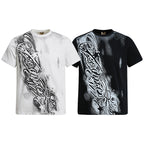Yiaknis T-Shirt with Large Diagonal Calligraphy Print, White and Black – photo 3
