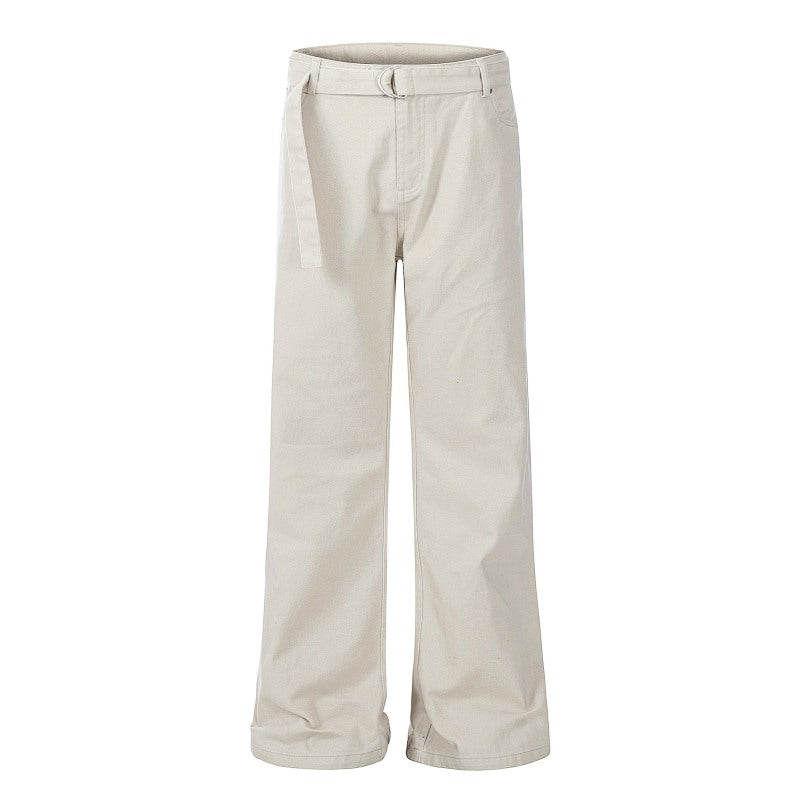 Yiaknis Wide-Leg Trousers, Belt and D-Ring Buckle, Off-White and Black – photo 3