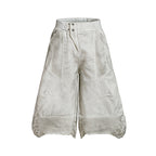 Yiaknis Wide-Leg Cropped Denim Trousers, Mesh Panels, Grey and White – photo 3