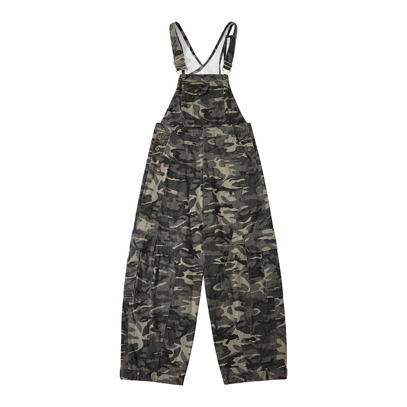 Yiaknis Camouflage Wide-Leg Overalls with Cargo Pockets