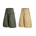 Yiaknis Wide-Leg Cropped Cargo Trousers, Button Fly, Green and Khaki – photo 4