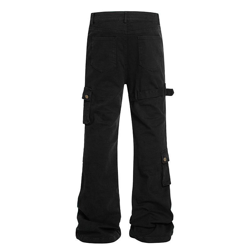 Yiaknis Cargo Trousers with Buckle Leg Strap, Black and White – photo 4
