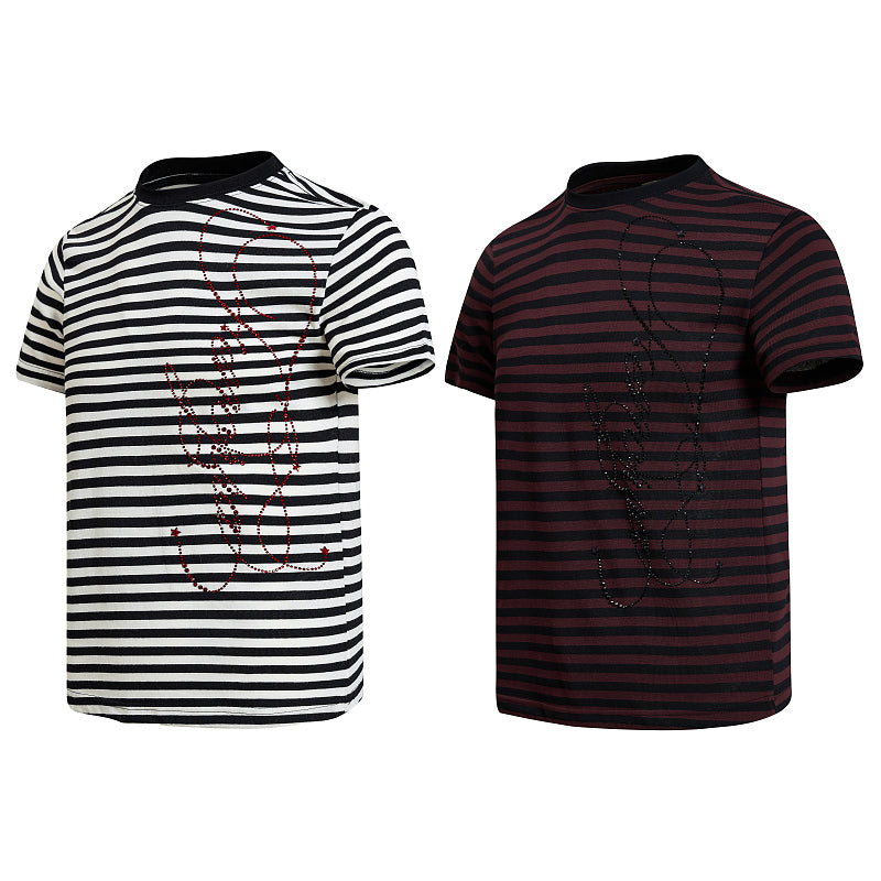 Yiaknis T-Shirt, Script Print, Black and White, Burgundy and Black – photo 4