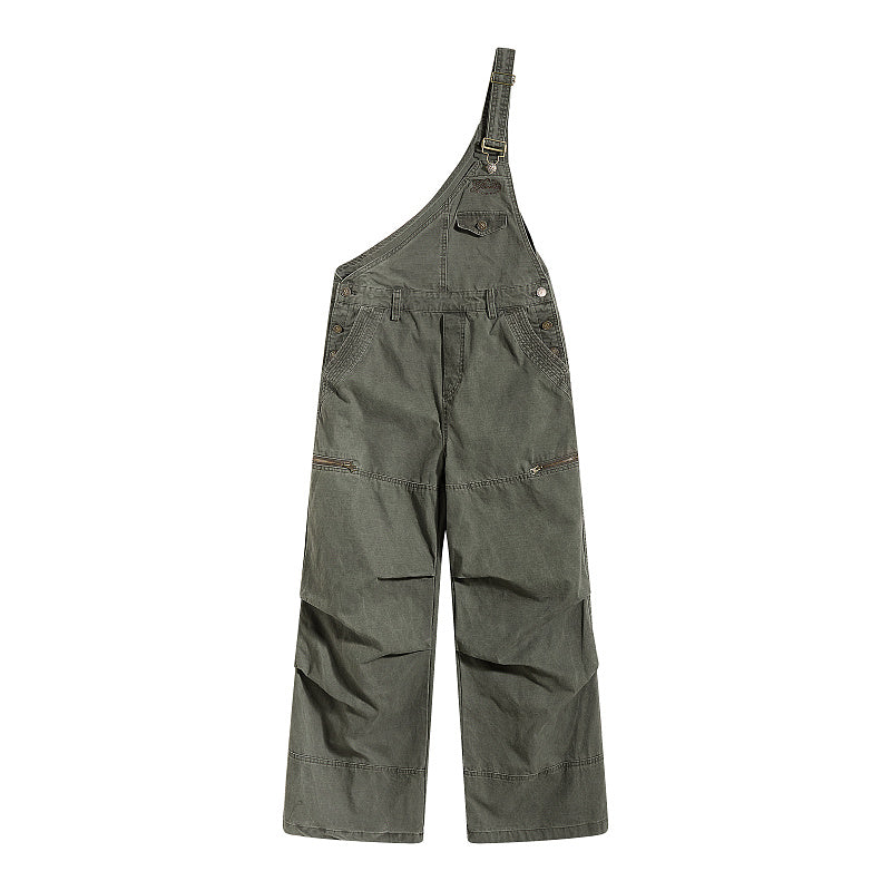 Yiaknis Wide-Leg Overalls with Zip Pockets - Grey Green, Light Beige