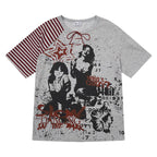 Yiaknis Graphic Raglan T-Shirt, Lace-Up Neck, Grey and White – photo 4