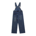 Yiaknis Wide-Leg Washed Denim Overalls, Front and Back Pockets, Blue – photo 4