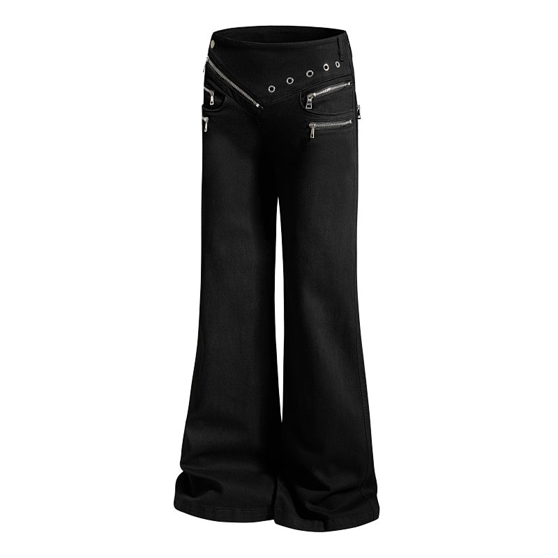 Yiaknis Flared Trousers with Zip Pockets, Black – photo 4