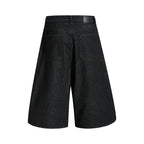 Yiaknis Wide-Leg Cropped Denim Trousers, Button Placket, Black – photo 4
