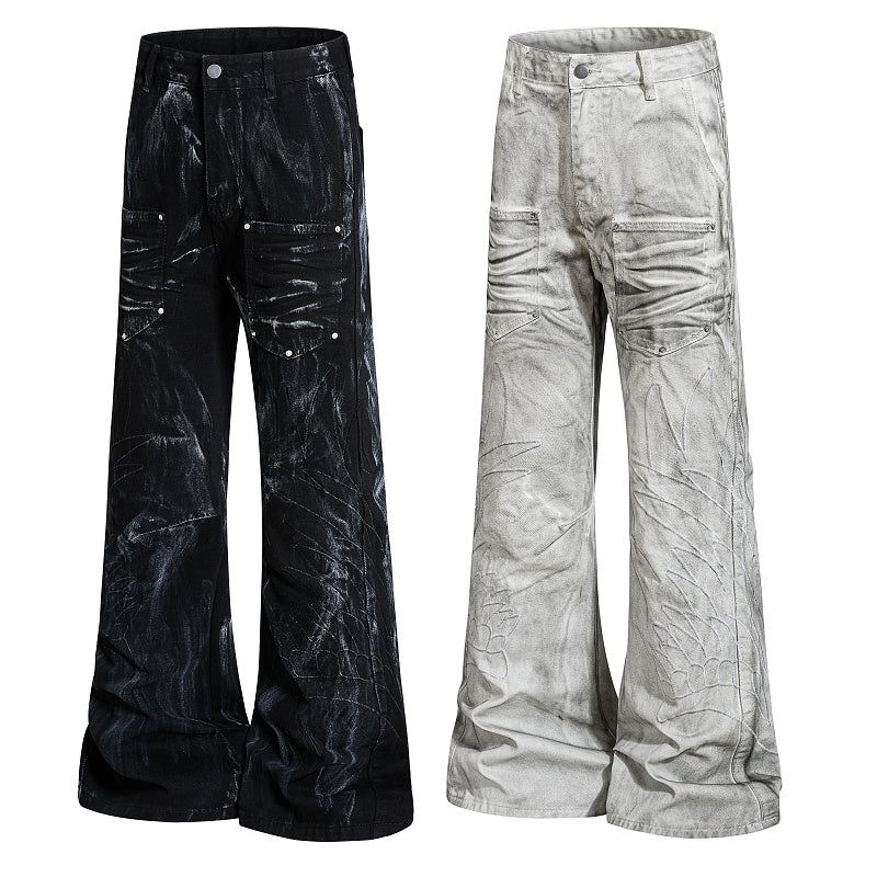 Yiaknis Flared Trousers with Washed Finish, Black and Light Grey – photo 4