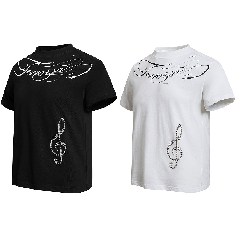 Yiaknis T-Shirt, Script Chest Print, Black and White – photo 4