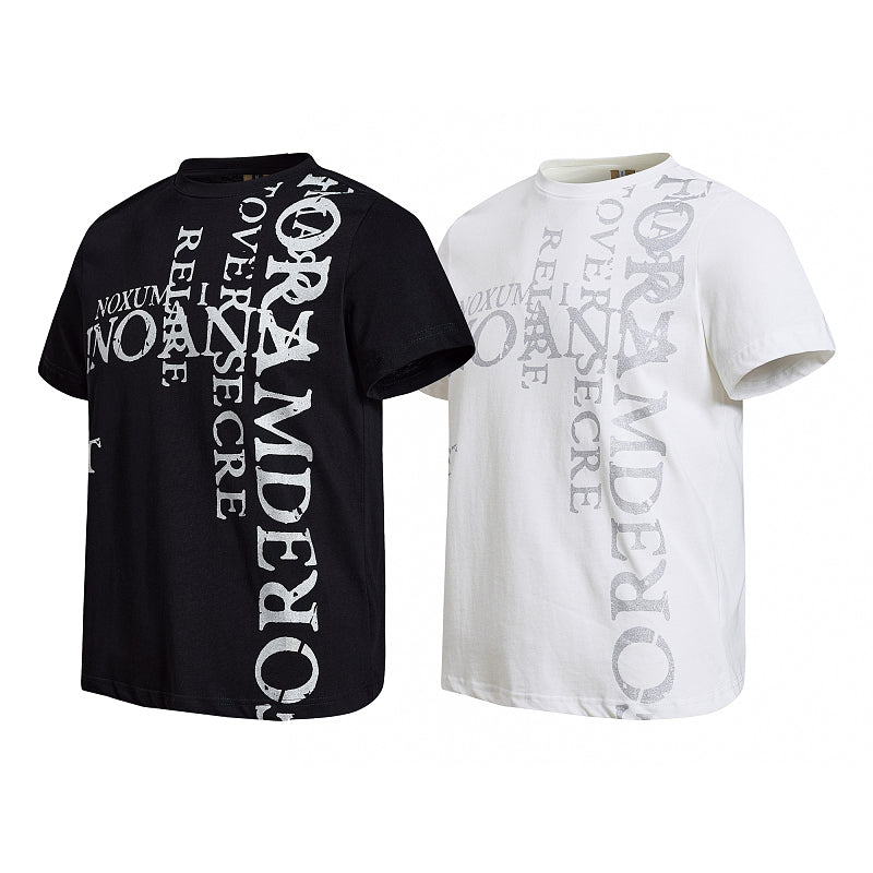 Yiaknis T-Shirt with Vertical Letter Print, Black and White – photo 4
