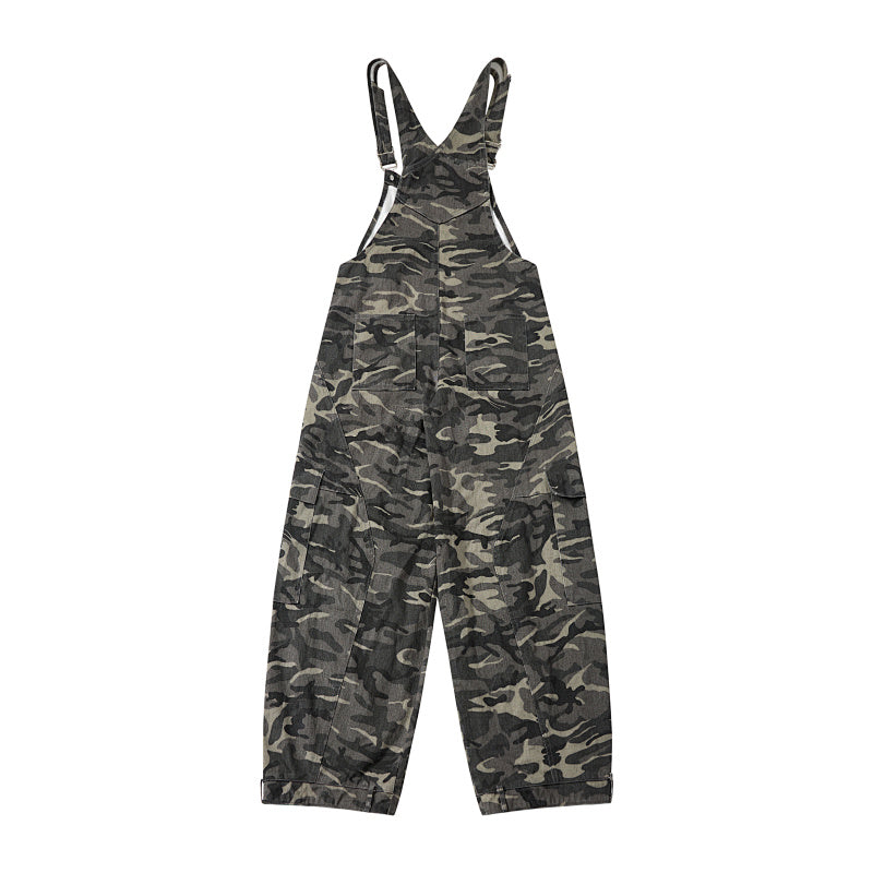 Yiaknis Camouflage Wide-Leg Overalls with Cargo Pockets