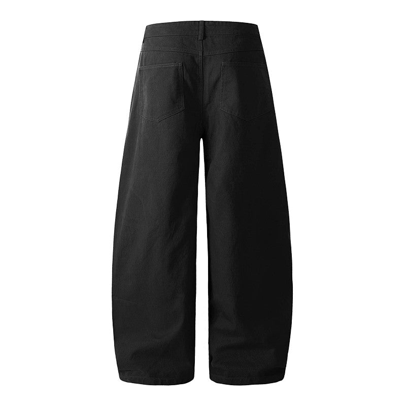 Yiaknis Wide-Leg Trousers with Button Fly and Side Pockets, Khaki and Black – photo 4