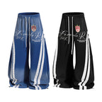 Yiaknis Wide-Leg Trousers, Side Stripes, Blue and Black – photo 4